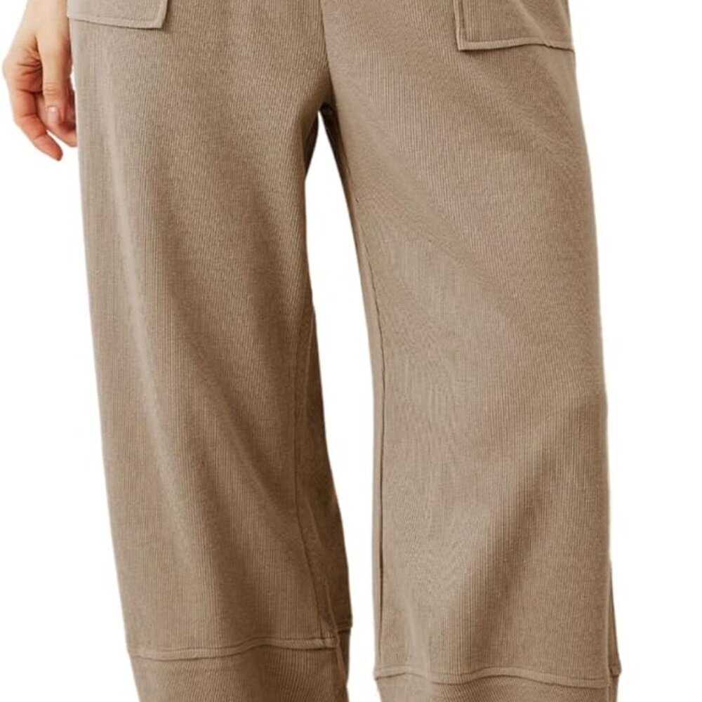 Womens Baggy Wide Leg Pants Casual Elastic Waisted Palazzo Harem Pants with Pock